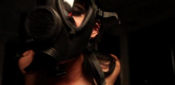  Lezdom mistress restrains her masked sub